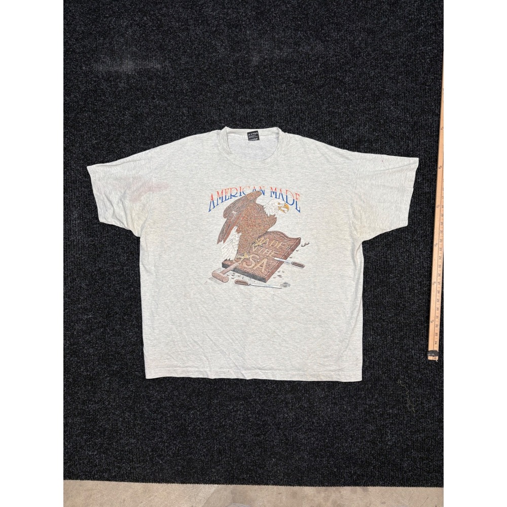 Vintage 1992 Wild Outfitters American Made Eagle T-Shirt Grey 3XL Single Stitch